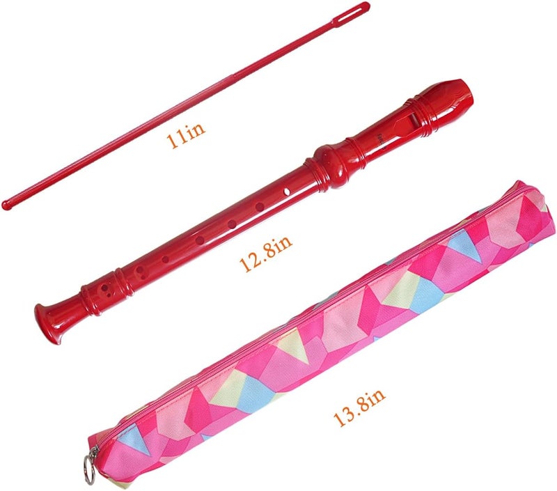Farcaya Soprano Recorder Instrument for Beginners German Style C Key 8 Hole Descant Music with Clean Rod Storage Case (Red) - Image 5